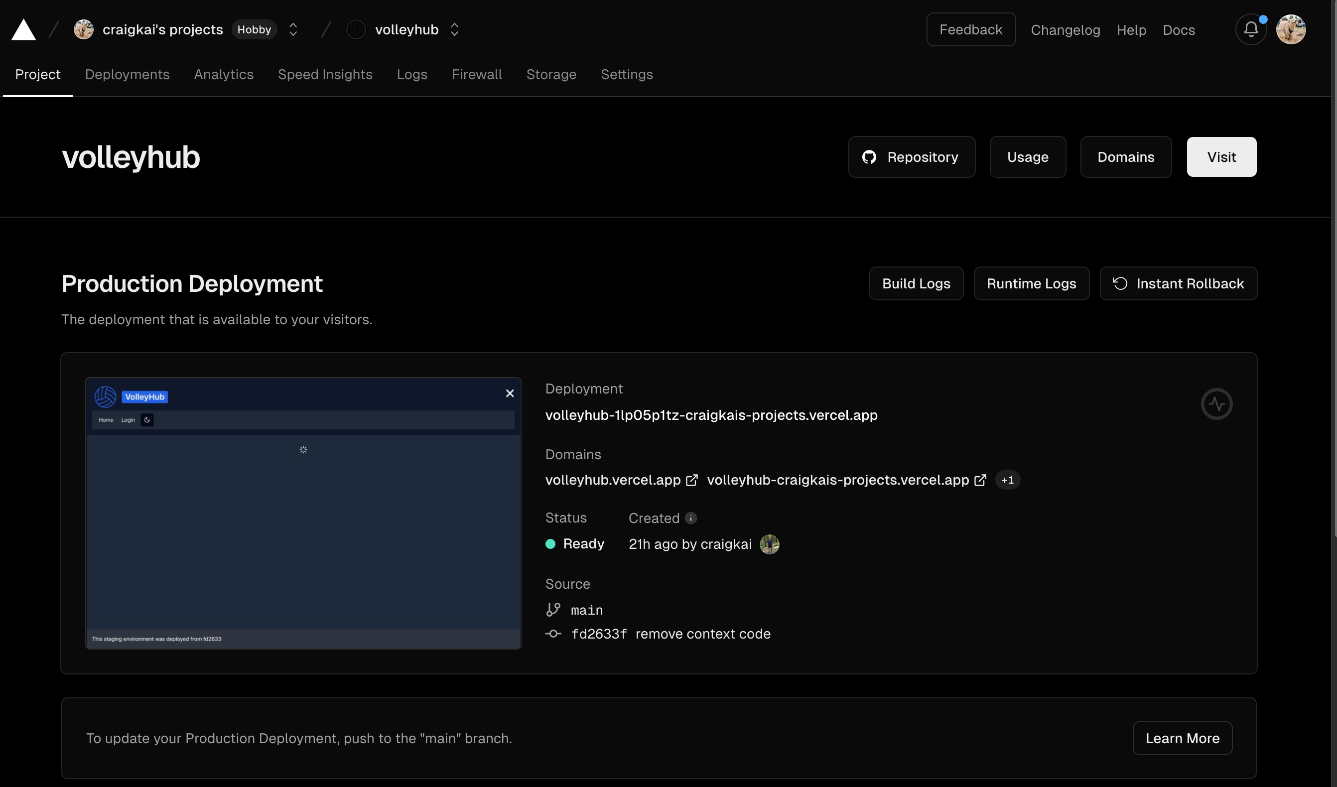 Vercel Dashboard